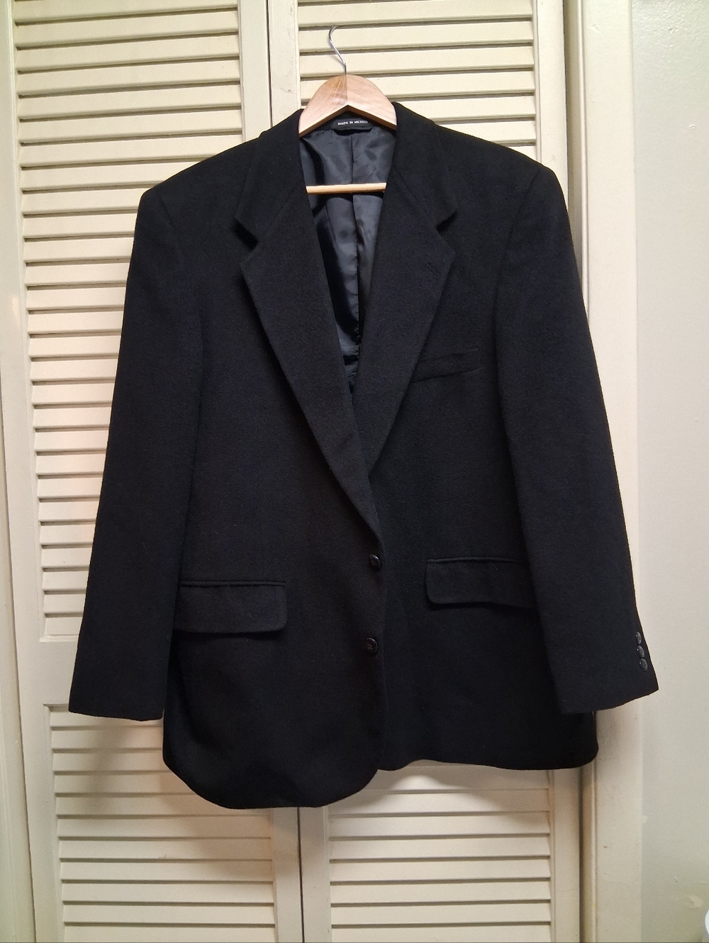 Classic Men's 100% Camel Hair Black Blazer - Versatile Formal Sport Jacket Sz46R